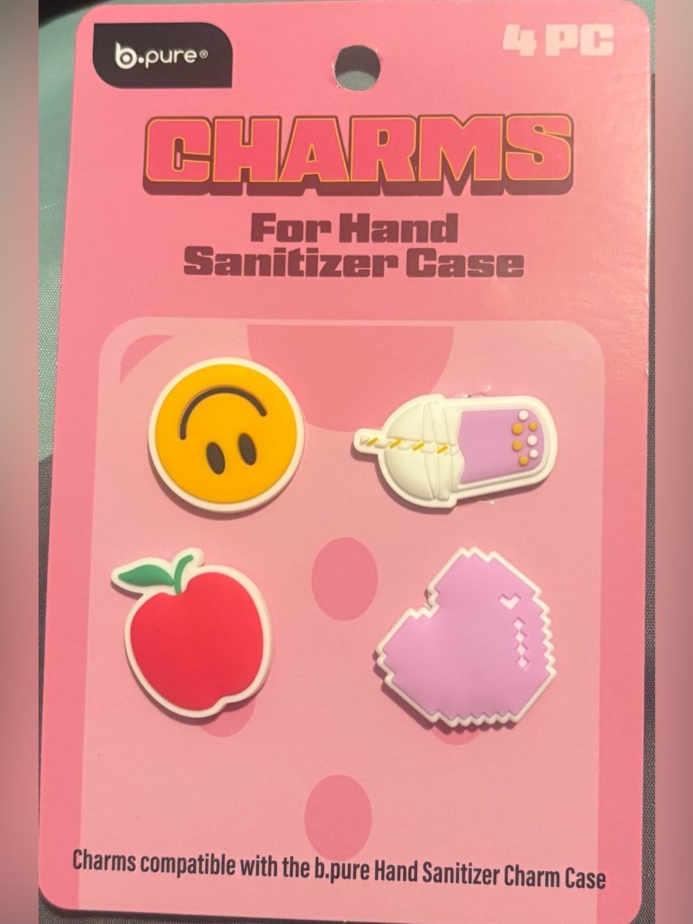 b.pure Hand Sanitizer Case Charms - 4pc Cute Accessory Set